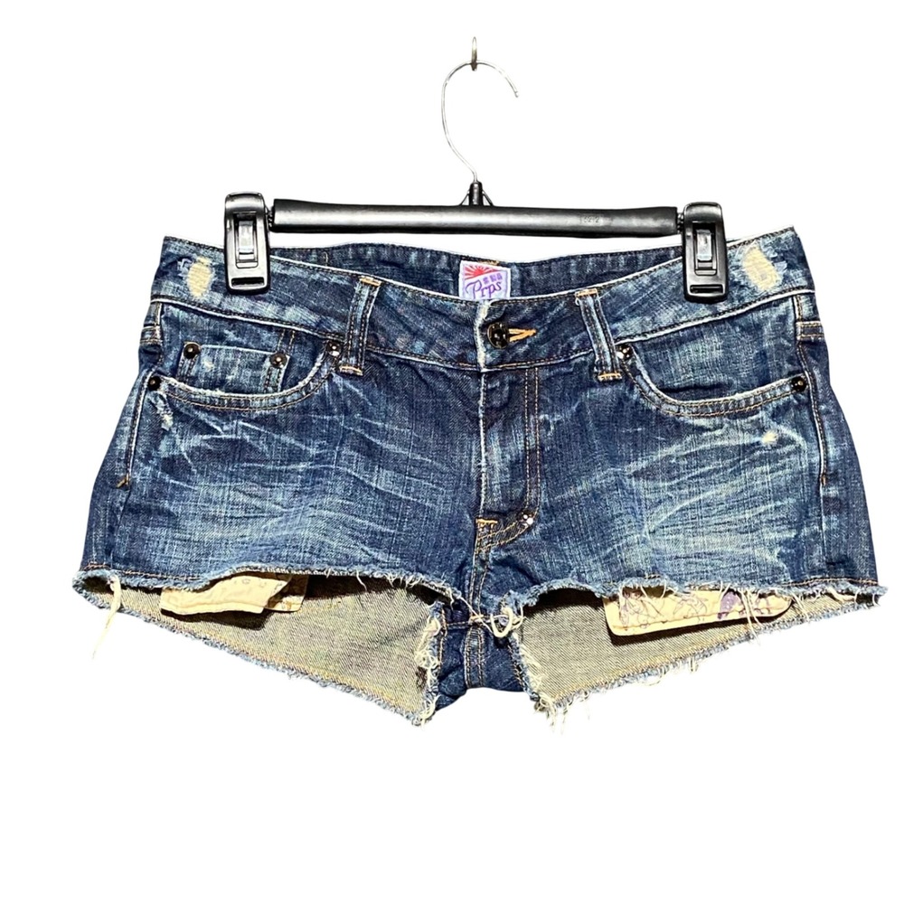 Prps Womens 28 Distressed Denim Micro Cut Off Shorts Made in Japan Festival Y2K